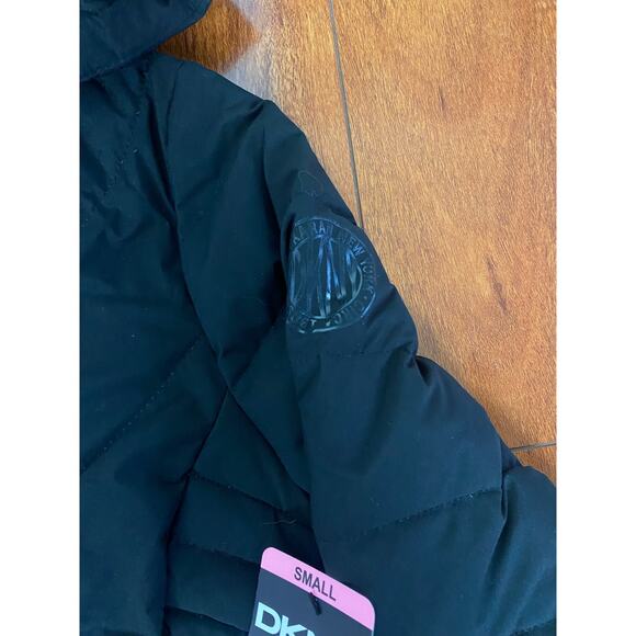 NEW Women DKNY Down Feather Water Resistant hooded puffer parka jacket coat S - Picture 3 of 5